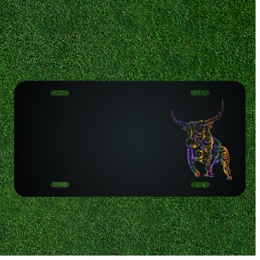 Custom Personalized License Plate With Add Names To Colorful Bull Design NEW