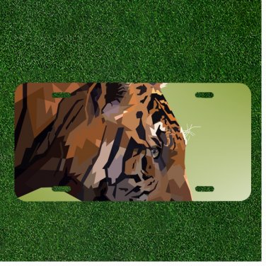 Custom Personalized License Plate Auto Tag With Animal Decoration Tiger