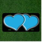 Custom Personalized License Plate Auto Tag With Turquoise Hearts Add Names
