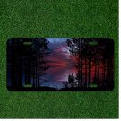 Custom Personalized License Plate Auto Tag With Amazing Forest Colorful Sky