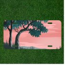 Custom Personalized License Plate Tag With Amazing Trees With Pink Background