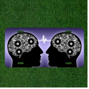 Custom Personalized License Plate Auto Tag With Two Human Brain Design