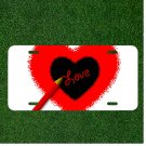 Custom Personalized License Plate Auto Tag With Red Pencil Love Design