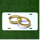 Custom Personalized License Plate Auto Tag With Two Golden Rings Design
