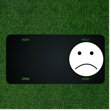 Custom Personalized License Plate With Add Names To Emoticon Unhappy Face