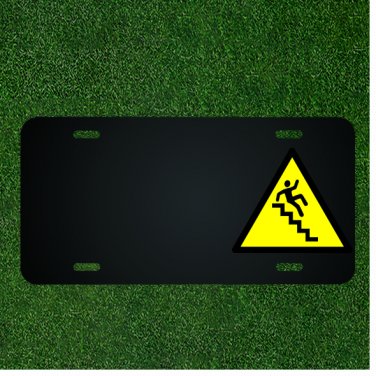 Custom Personalized License Plate With Add Names To Stairs Caution Hazard