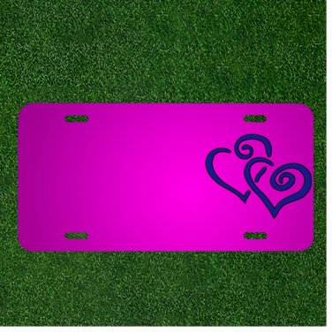 Custom Personalized Car License Plate With Add Names To Hearts Blue
