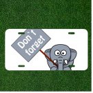 Custom Personalized License Plate Auto Tag With Don't Forget Cute Elephant