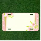 Custom Personalized License Plate Auto Tag With Pink Flowers Art Add Names