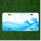 Custom Personalized License Plate Tag With Two Blue Dolphins By Faded Rainbow