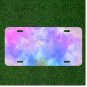Custom Personalized License Plate Tag With Purple Blue Pink And White Design