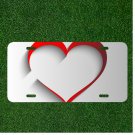 Custom Personalized License Plate Car Tag With Heart Red Shadow Grey