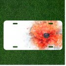 Custom Personalized License Plate Auto Tag With Fancy Orange Flower Add Names