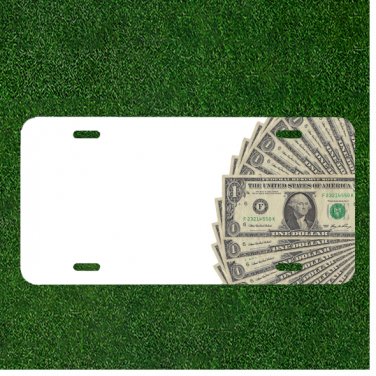 Custom Personalized License Plate Auto Tag With Dollar Bills Design Add Names