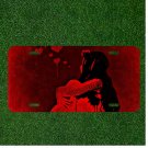 Custom Personalized License Plate Auto Tag With Girl In Red Thinking By Hearts