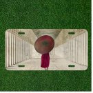 Creative License Plate Auto Tag With Fancy Purple Dress Red Umbrella Lady