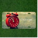 Custom Personalized License Plate Auto Tag With Time For Change Red Clock