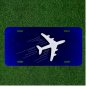 Custom Personalized License Plate Auto Tag With Amazing Plane Flying In Blue