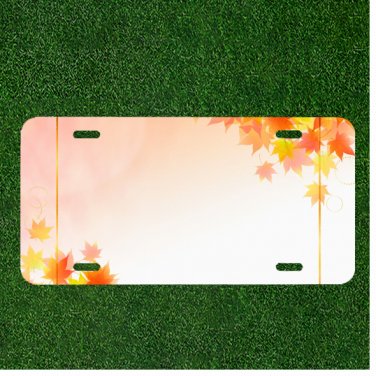 Custom Personalized License Plate Auto Tag With Fall Leaves Background Add Names