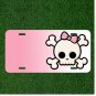 Custom Personalized License Plate Tag With Pink Skull And Crossbones Add Names