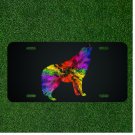 Custom Personalized License Plate Auto Tag With Colorful Wolf Dog Design