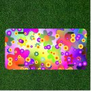 Custom Personalized License Plate Tag With Colorful Wacky Flower Cartoon Art
