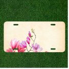 Custom Personalized License Plate Auto Tag With Pink Flower Add Names