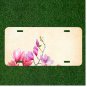 Custom Personalized License Plate Auto Tag With Pink Flower Add Names