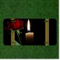 Custom Personalized License Plate Auto Tag With Red Rose And Lit Candle Design