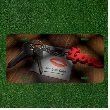 Custom Personalized License Plate Auto Tag With See You Later Love Keys Design