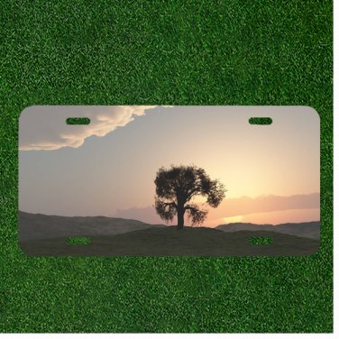 Tree Sunset Twilight Evening Sun Custom Novelty License Plate Car Tag