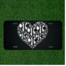 Custom Personalized License Plate Tag With Fancy Silver Tiny Hearts In Big Heart