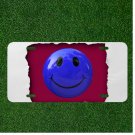 Custom Personalized License Plate Auto Tag With Blue Smiley Face Emoji