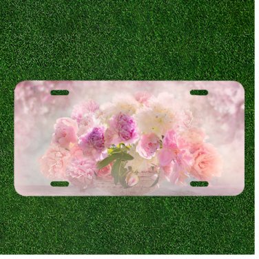 Creative License Plate Auto Tag With Amazing Heavenly Flowers View