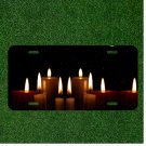 Custom Personalized License Plate Auto Tag With Candles Lit During The Night