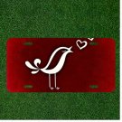 Custom Personalized License Plate Auto Tag With Bird And Heart In White