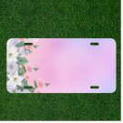 Creative License Plate Auto Tag With Pink And White Flowers Add Names