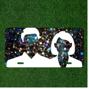 Creative License Plate Auto Tag With White Shirt White Hair Space People