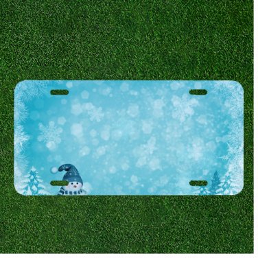 Custom Personalized License Plate Auto Tag With Snow Man Design Add Names