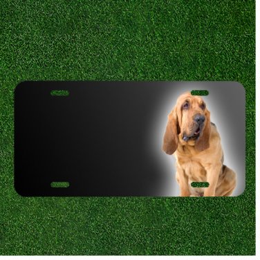 Custom Personalized License Plate Auto Tag With Bloodhound Dog Breed Add Names