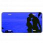 Custom Personalized License Plate Tag With Couple Blue Background Add Names