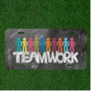 Custom Personalized License Plate Auto Tag With Teamwork Chalk Board People