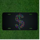 Custom Personalized License Plate Auto Tag With Colorful Money Sign Design