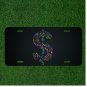 Custom Personalized License Plate Auto Tag With Colorful Money Sign Design