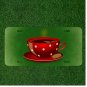 Custom Personalized License Plate Auto Tag With Red Polka Dotted Coffee Cup