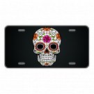Custom Novelty Aluminum License Plate With Colorful Flowered Skull Add Texts