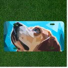 Custom Personalized License Plate Auto Tag With Animal Decoration Dog In Blue