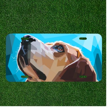 Custom Personalized License Plate Auto Tag With Animal Decoration Dog In Blue