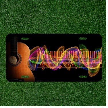Custom Personalized License Plate Auto Tag With Guitar And Musical Notes NEW