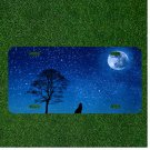 Custom Personalized License Plate Auto Tag With Gorgeous Wolfe Howling By Moon